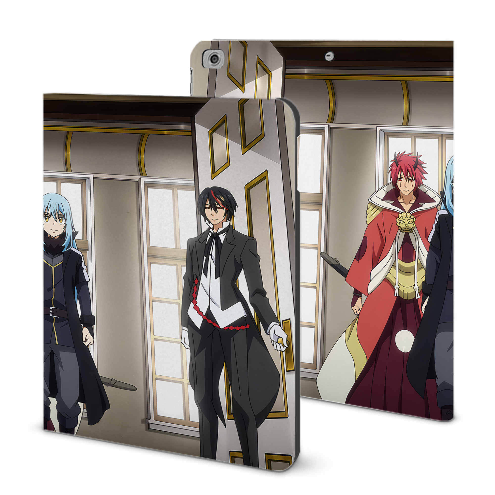 （画像用） 転スラ Regarding Reincarnated to Slime IPad ケース ブック型 PUレザー TPU 耐衝撃 軽量 薄型 ペン収納なし 全面保護 IPad 各モデル対応